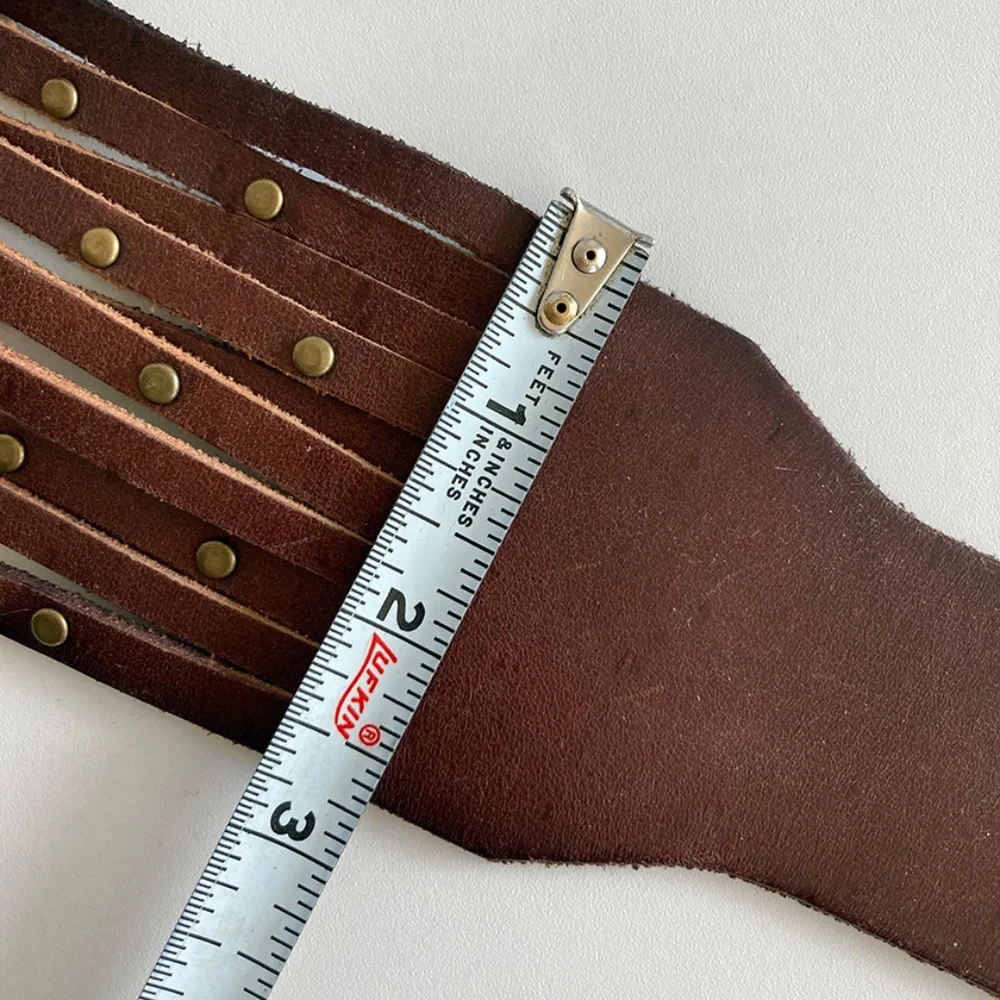 Linea Pelle Brown Multi-Strap Leather Belt with Brass Buckle